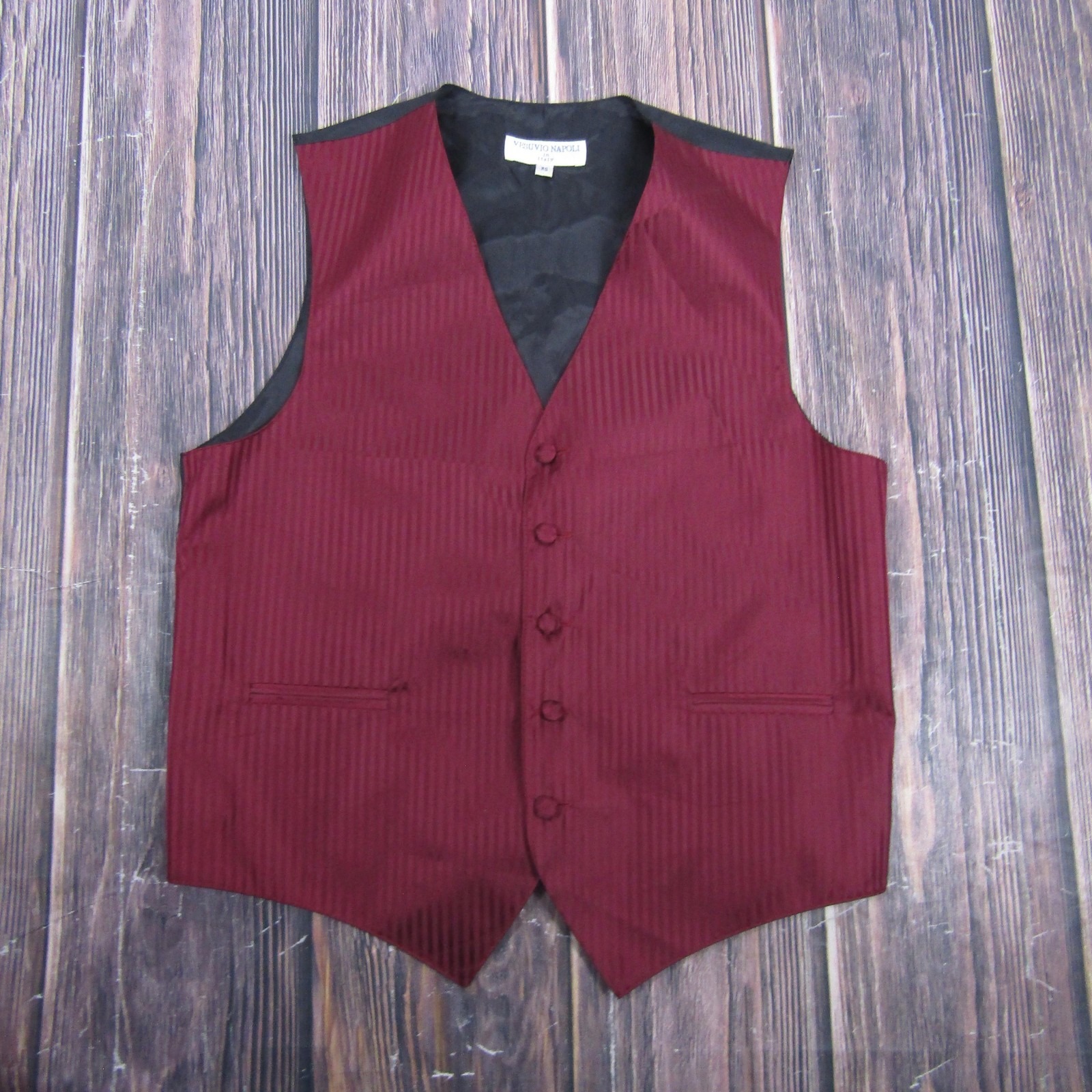Vesuvio Napoli Vest Mens Xs Red Striped 3 Piece Suit Waistcoat 5-Button Italy